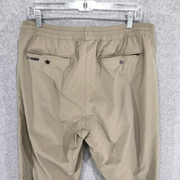 Hurley Jogger Pants Mens Size L Khaki Drawstring Mesh Lining Athleisure Nylon - Picture 9 of 13